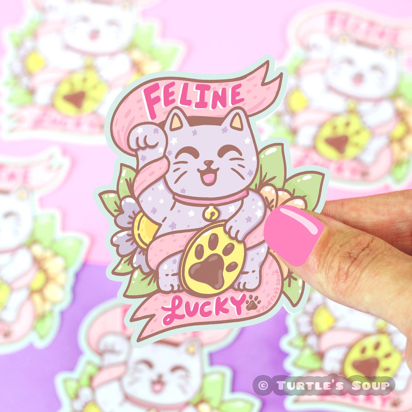 Feline Lucky Cat Vinyl Sticker