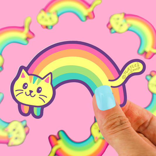 Colorful Rainbow Kitty Cat Vinyl Sticker