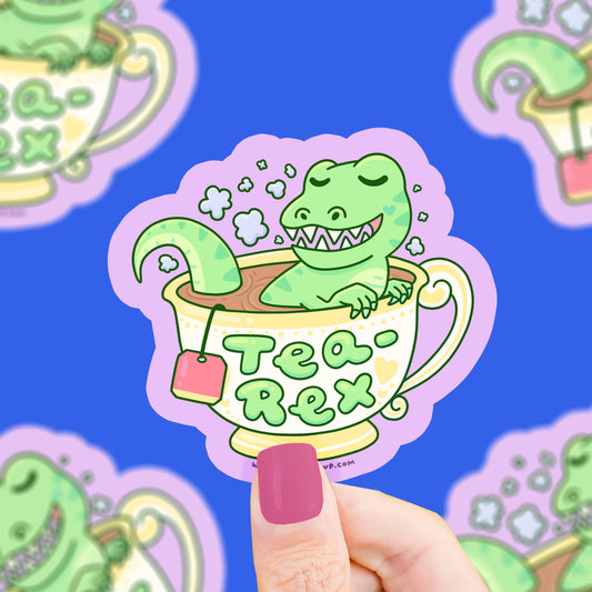 Tea Rex Dinosaur Funny Vinyl Sticker