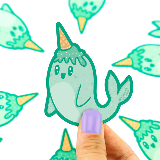 Mint Narwhal Ice Cream Treat Vinyl Sticker